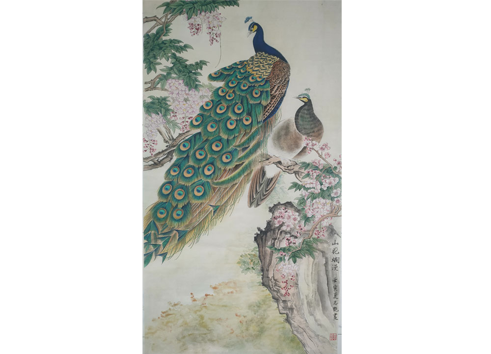 田志艳《山花灿漫》工笔国画（邯郸）